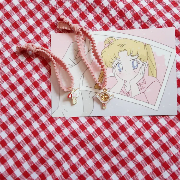 

Anime Sailor Moon Card Captor Sakura Hair Band Cosplay Props Pink Rubber Band Hair Band Women Girl Accessories Headwear