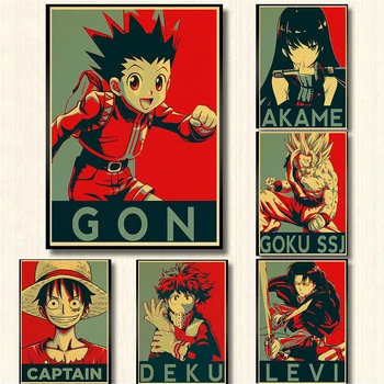 

Various classic anime characters Kraft Paper Retro Posters Painting Wall Poster Modern Art Poster For Kids Room/Bar Decor