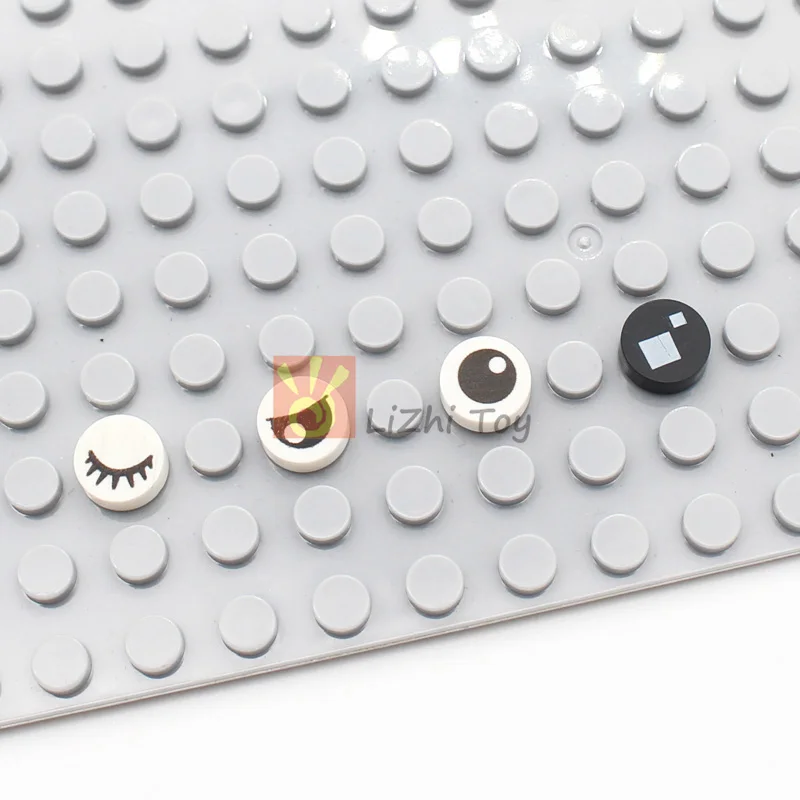 50pcs MOC Brick Compatible 98138 Part Tile Round 1x1 with Black Eye Pattern Creation DIY Building Blocks Accessory Toys Set - 4