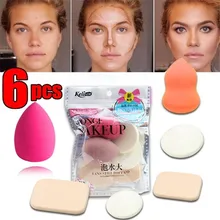 6 шт./компл. тональный крем для лица Пудра для макияжа спонж для макияжа консилер с эффектом румян Мягкий косметический слойка Esponja Maquiagem лица макияж инструменты