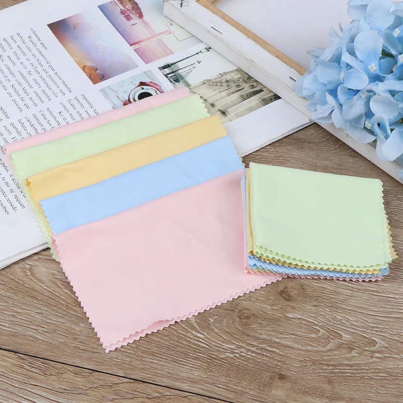10 шт./лот очиститель очков из микрофибры тряпочка для чистки очков для объектива телефона 17,5X14,5 см, разные цвета
