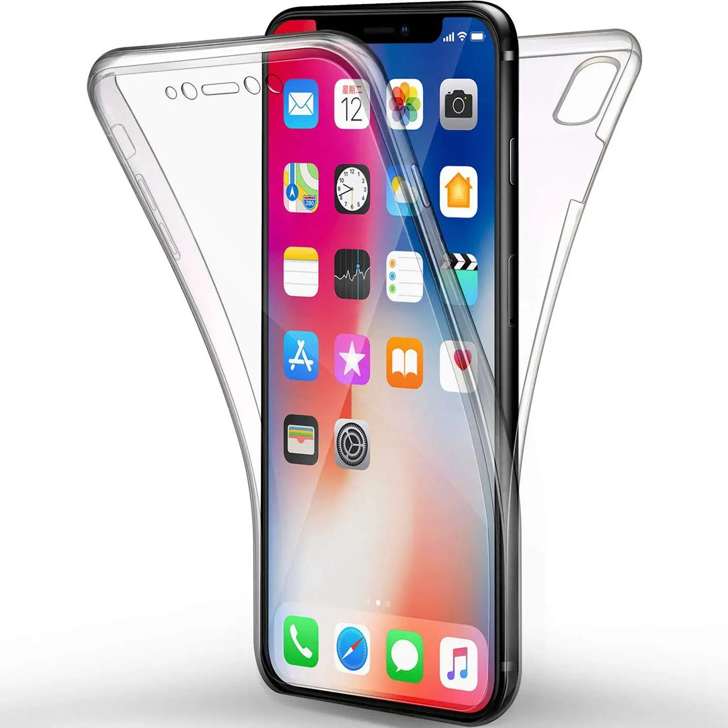 Защитный прозрачный чехол с полным покрытием 360 градусов для iphone 7 8 6 6S Plus XR X 10 XS MAX 5