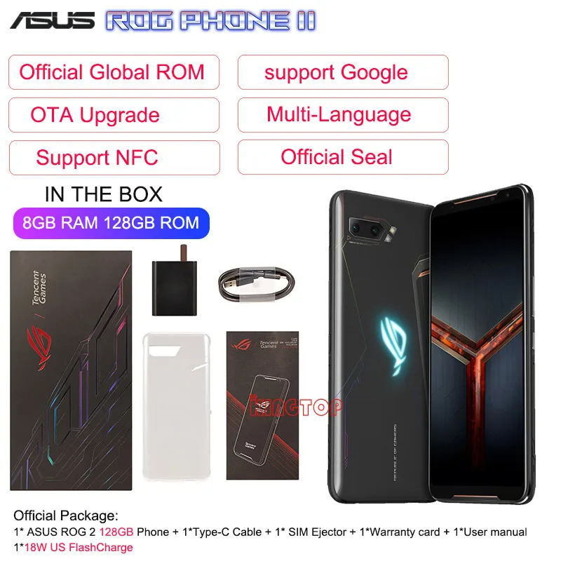 ASUS ROG Phone 2 Мобильный телефон 6 59 ”8G 128G Snapdragon 855 Plus 96 Ghz 48MP Android 9 6000mAh NFC игровой