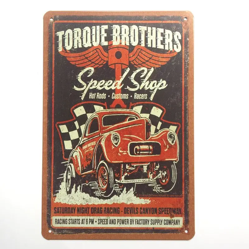 Torque Brothers speed Shop табличка винтажная Жестяная Табличка на гараж металлическая пластина Ретро плакат Декор Бар паб кафе дом стена человек