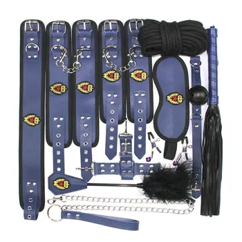 

Sexy Aid COS Policewoman Plush 10 Pieces Slave Handcuffs Binding Rope Bed Bondage Props Men's Leather Whip