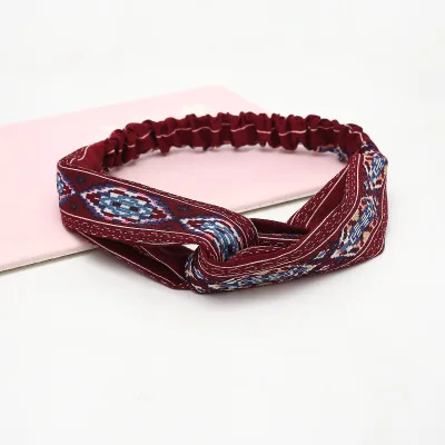 11 New Bohemian cross elastic hair band for women chiffon silk headband ladies headband hair accessories sports wash headwear - Цвет: 11