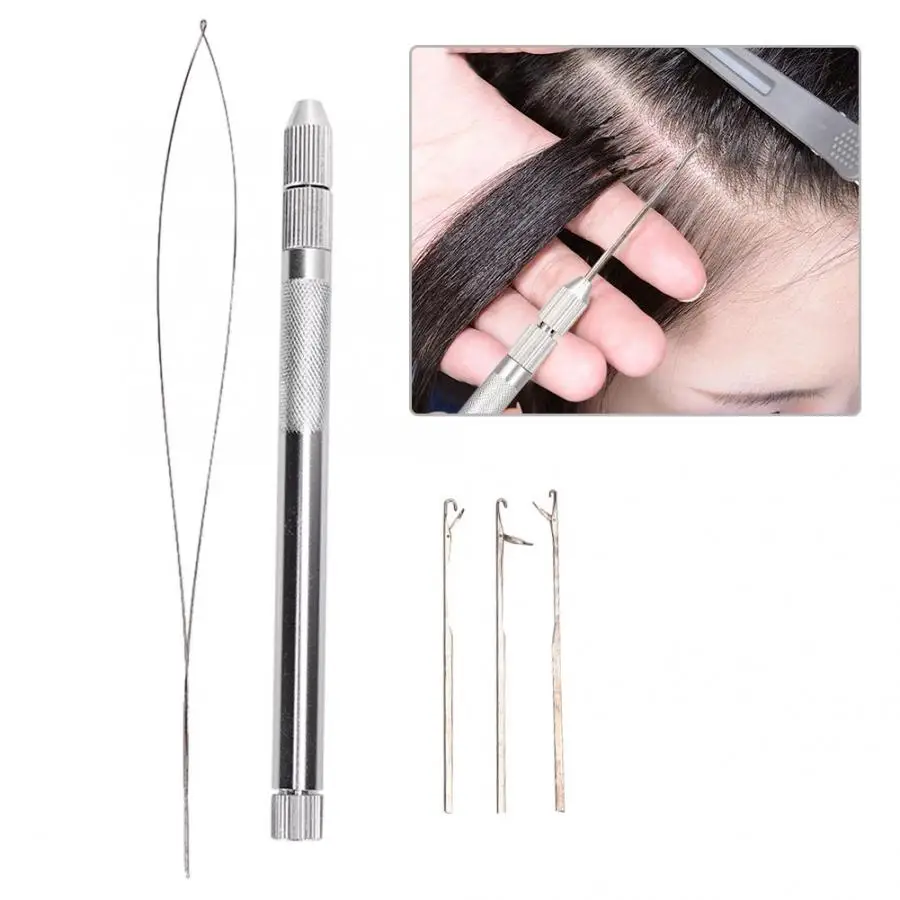 Wig Making Tools Aluminum Handle Pulling Loop Needle Micro Beads Looper ...