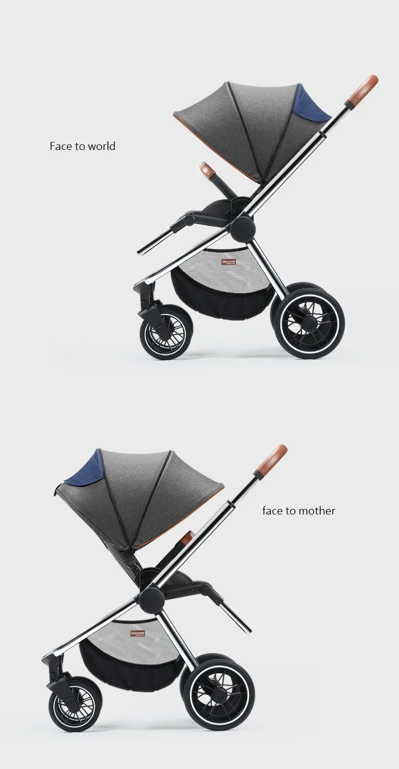 Fábrica de Luxo Carrinho de Bebê Carrinho de Bebé 2 em 1 Leve Dobrar Absorvedores Kidsworld Pode Sentar Pode Mentir Alta Vista Two way Bebê Crianças 5 kinderwagen, reclinar assento reversível Two-Way de alta