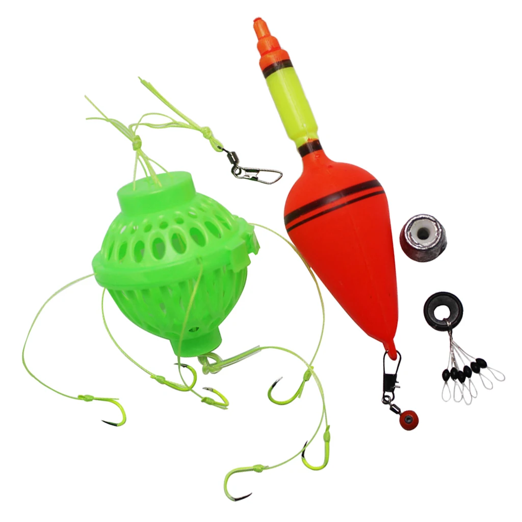Fishing Bobbers Bulk Rubber Bobber Sea Monster with 6 Strong Hooks Beads Stopper Set Saltwater