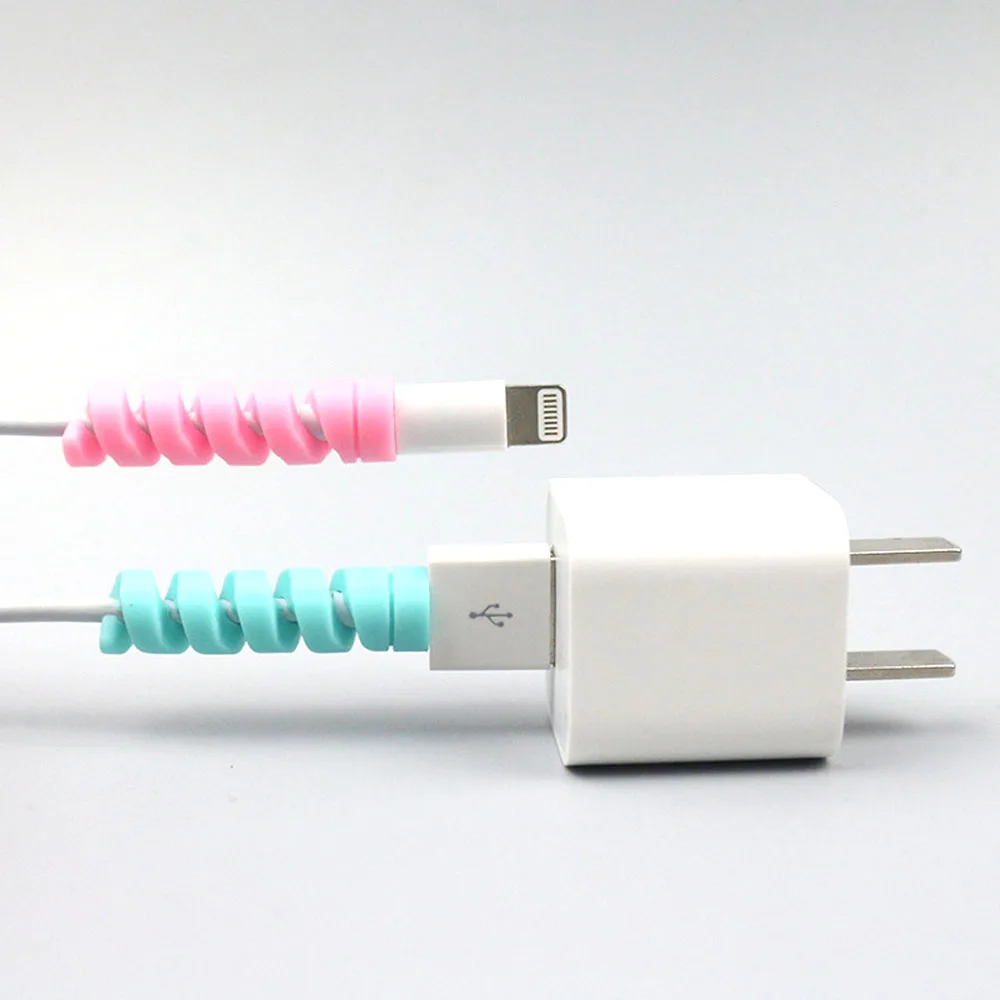 5/10PCS Spiral Cable Protector Data Line Silicone Bobbin Winder Protective Tube Cable Cover For Iphone