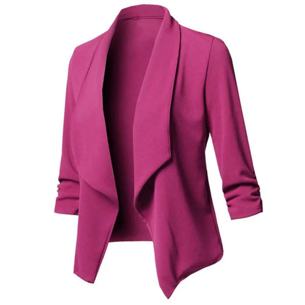 Women's Casual Long Sleeve Open Front Lapel Button Slim Work Office Jacket Loose Autumn Cardigan Sunhusing Blazer Coat 