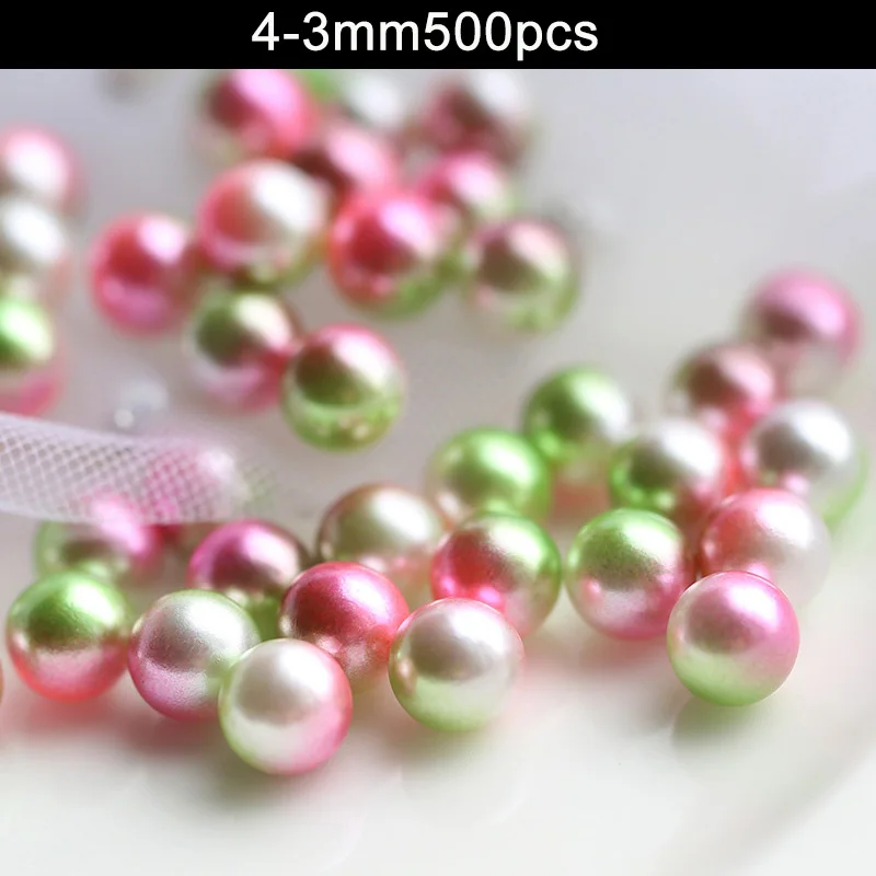 4-3mm 500pcs Смешанный Радужный цвет круглый искусственный жемчуг бусины без бусины с отверстиями Сделай Сам ремесла для женщин JS23 - Цвет: 4-3mm 500pcs