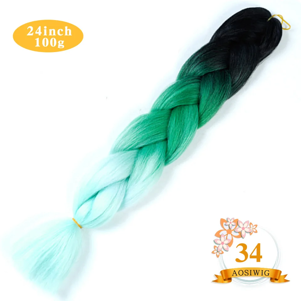 M1b/синий AOSIWIG 2" Ombre Jumbo синтетические плетеные волосы крючком 100 г/упак. афро оптом розовый синий фиолетовый синтетические волосы - Цвет: M1b/синий