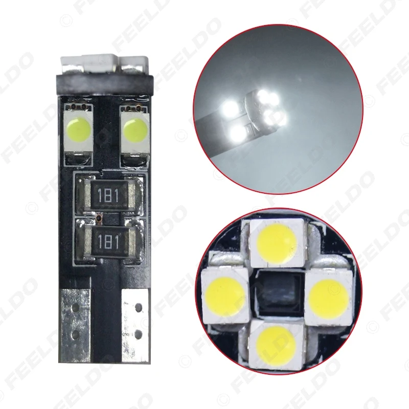 100 шт. автомобильный DC12V~ 14,5 V 6000~ 6500K белый 8SMD 3528 T10 клиновидный объектив светодиодный светильник лампа с CANbus светильник без ошибок