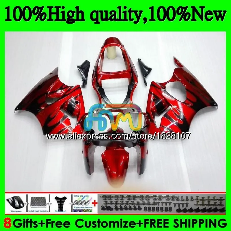 Корпус для KAWASAKI 600CC ZZR600 ZX600CC кузов черный Пламя 14BS. 6 ZZR-600 ZZR 600 05 06 07 08 2005 2006 2007 2008 комплект обтекателей - Цвет: No. 1