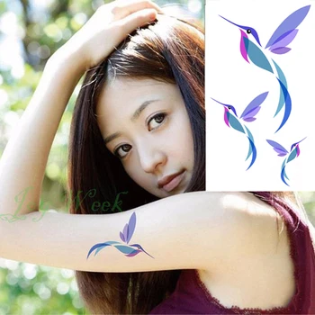 

Waterproof Temporary Tattoo Sticker blue fly bird tattos Kingfisher Hummingbird tatto stickers flash tatoo fake tattoos