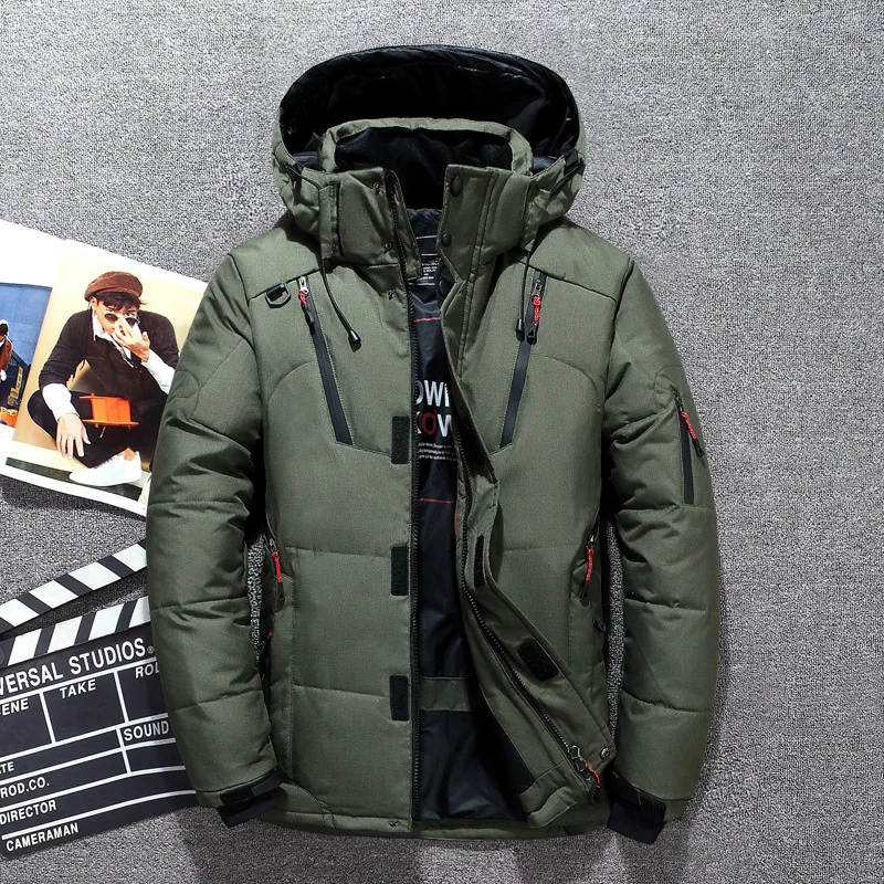 20 Degree Winter Clothing Men White Duck goose Feather coat Thick Mens Warm Snow Jacket Coat Windbreaker Men down jacket mens jacket