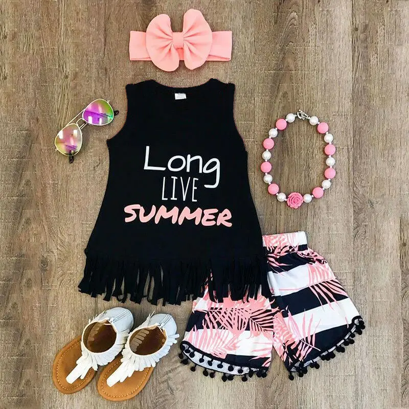 6 years old, Pink Winter Kids Clothes Set Baby Girls Pullover Sweatshirt Tops Skirt Outfit