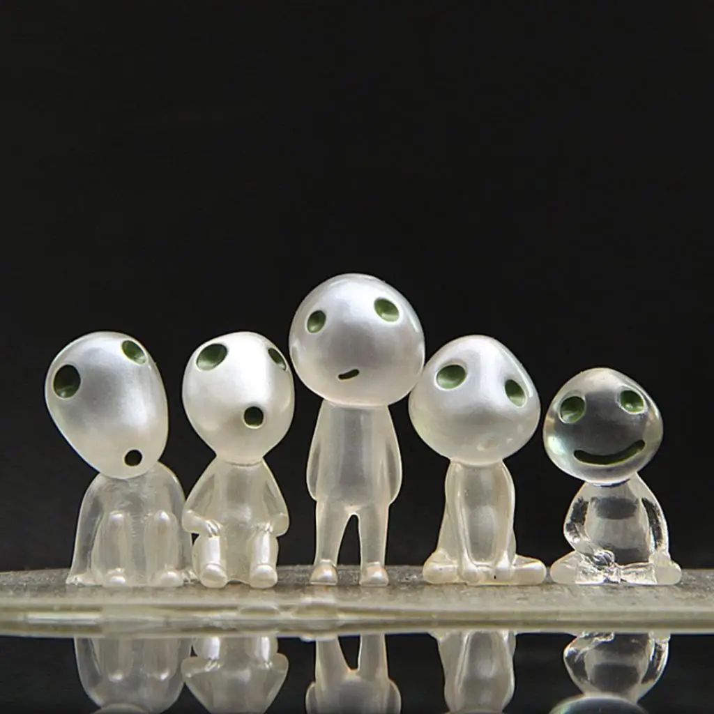 5 Pieces Mini Resin Luminous Tree Elves Cartoon Character Elf Toys Doll for Bonsai House Ornament Kids Gift Collection