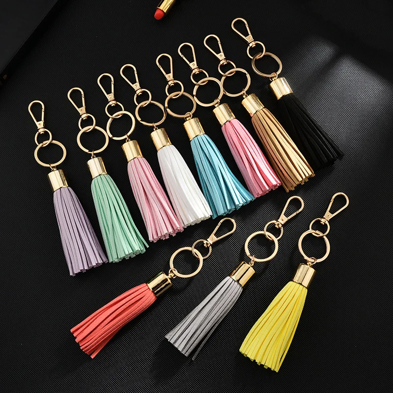 Women Fashion Tassels Key Chain New 11 colors suede leather Car key Ring Charm bag chain Best Gift jewelry | Украшения и