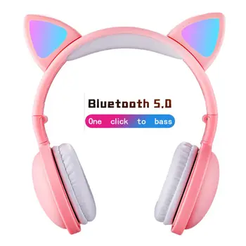 

Wireless Bluetooth Luminous Glowing Cute Cat Ear Headphone Stereo Earphones Bass Headset Long Standby For All Phones