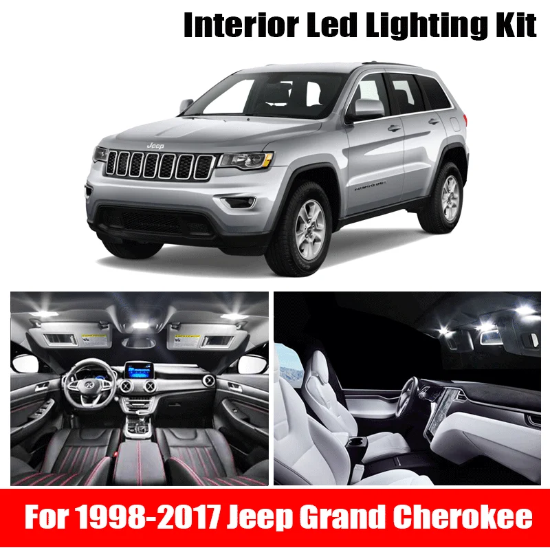 Canbus Белый внутренний свет + лампа номерного знака Лампы для 1998-2017 Jeep Grand Cherokee WJ WK MK1