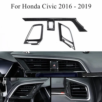

LHD Car Air Conditioning Vent Trim ABS Carbon Fiber Air outlet Frame Decoration Accessories For Honda Civic 2019 2018 2017 2016