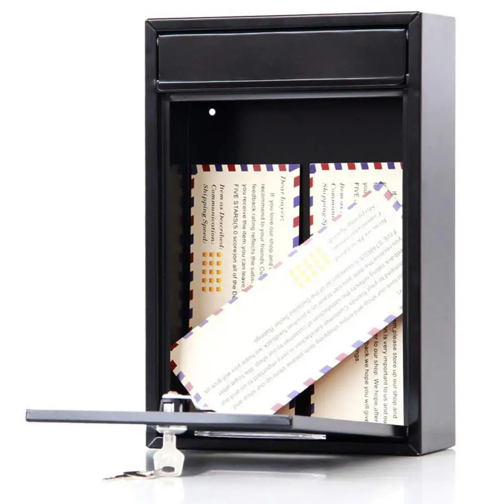 40% Hot ! Outdoor Lockable Wall Mounted Hanging Iron Post Letter Box Street Mailbox with Key Newspaper Box