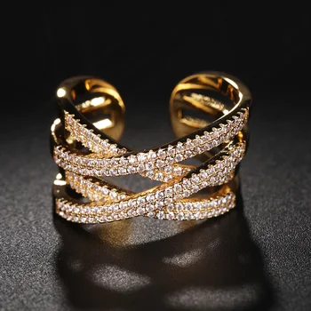 

Dazz Luxury Geometric Multi Layer Ring Bangle CZ Zircon Gold Color Jewelry Set For Ladies Bride Hand Fashion Accessories Gifts