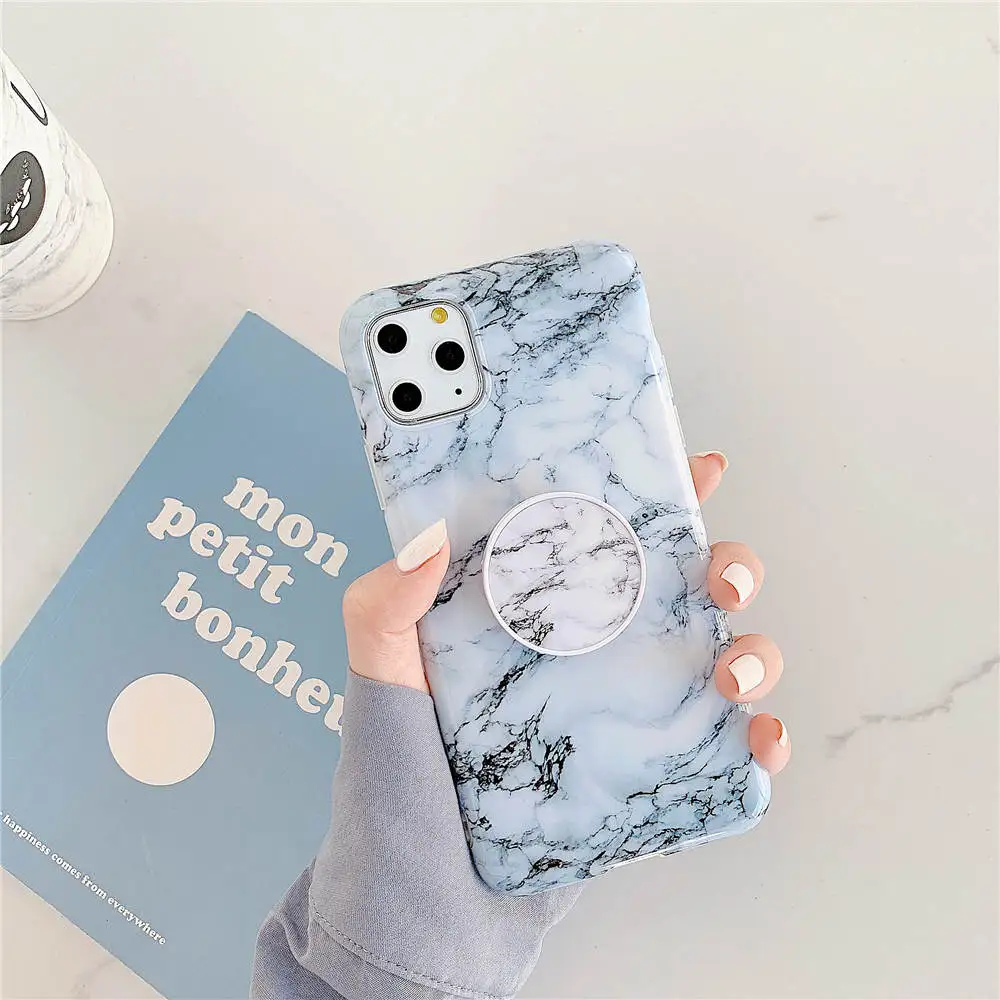 Роскошный Мраморный чехол-подставка для телефона для iphone 11 Pro X XR XS Max 7 8 6 6S Plus, силиконовый мягкий чехол-накладка из ТПУ