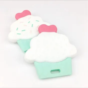 

Baby Teether Silicone Cup Cake Cute Diy Accessories Nursing Teething Toys BPA Free Food Grade Silicone Teether