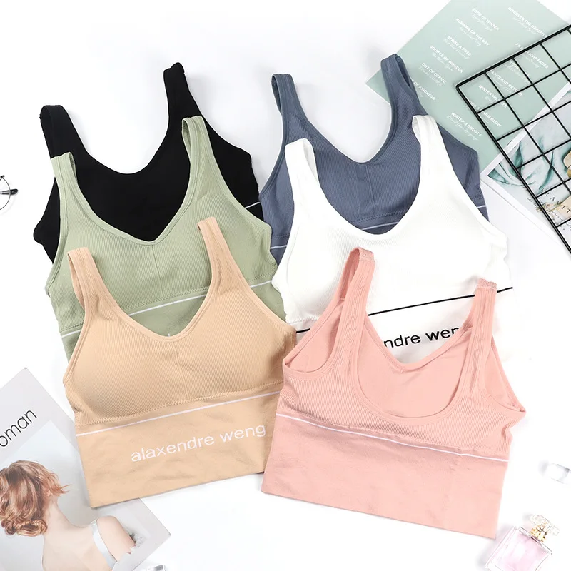 Спортивный бюстгальтер женский топ для фитнеса черный белый бега йоги кроп-топ