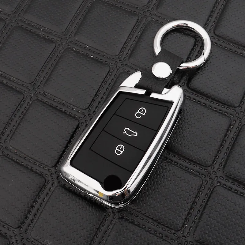 B-silver Цинковый сплав Силиконовое защитное покрытие для автомобильных ключей чехол для VW гольф Бора для Golf, jetta, Polo GOLF7 Passat для Skoda Octavia A5 Fabia сиденье Ibiza Leon - Название цвета: B-silver