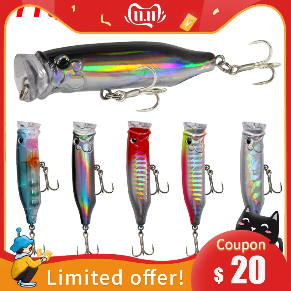 

Fishing Lure Wobbler New popper bait laser 7cm/9.4g floating popper bait sea fishing freshwater explosion models