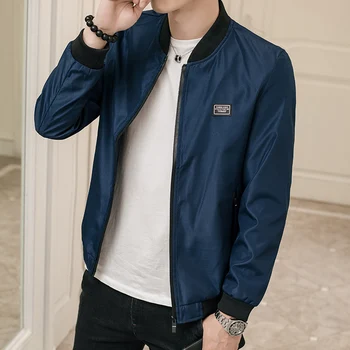 

2018 New Spring and Autumn High Quality Man's brand Jacket Fashion Slim Teens Black Gray Blue Male Jacket Plus Size