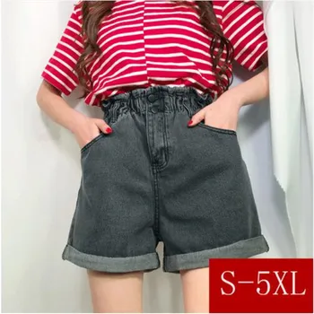 

S-3xl,4xl,5XL plus size 2 colors 2018 summer high waist skirt shorts feminino denim shorts wide leg jeans womens shorts (0911)
