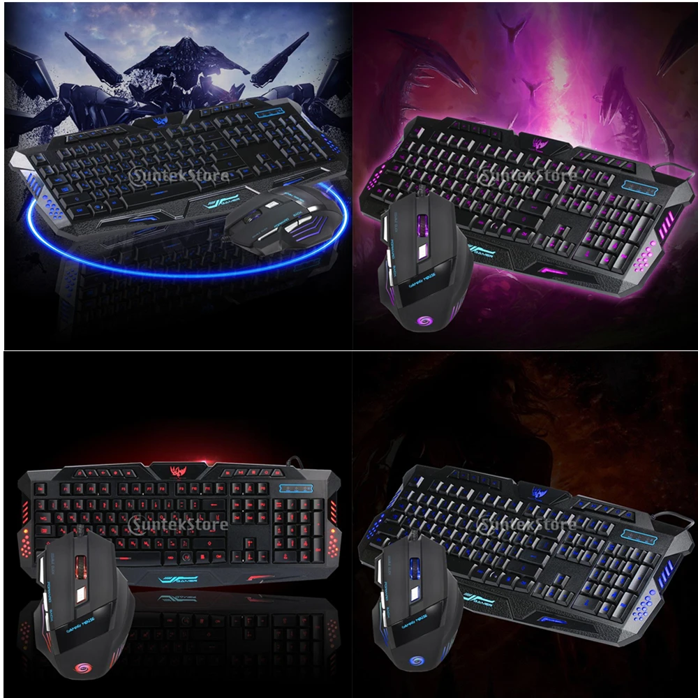 Stylish Backlight Russian Gaming Keyboard and Mouse Combo Set With RGB Lighting Super Large Desktop Laptop PC Support Mat Pad