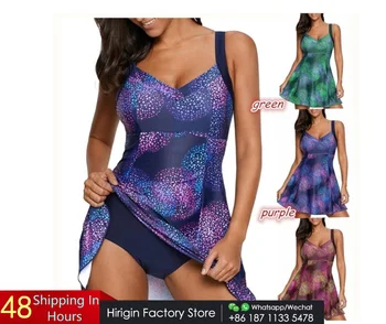 

Plus Size Printed Bikini Sexy Dress Tankini 2 Piece Set Swimwear Women 2019 Push Up Padded Women Bahing Suit Beachwear Monokini