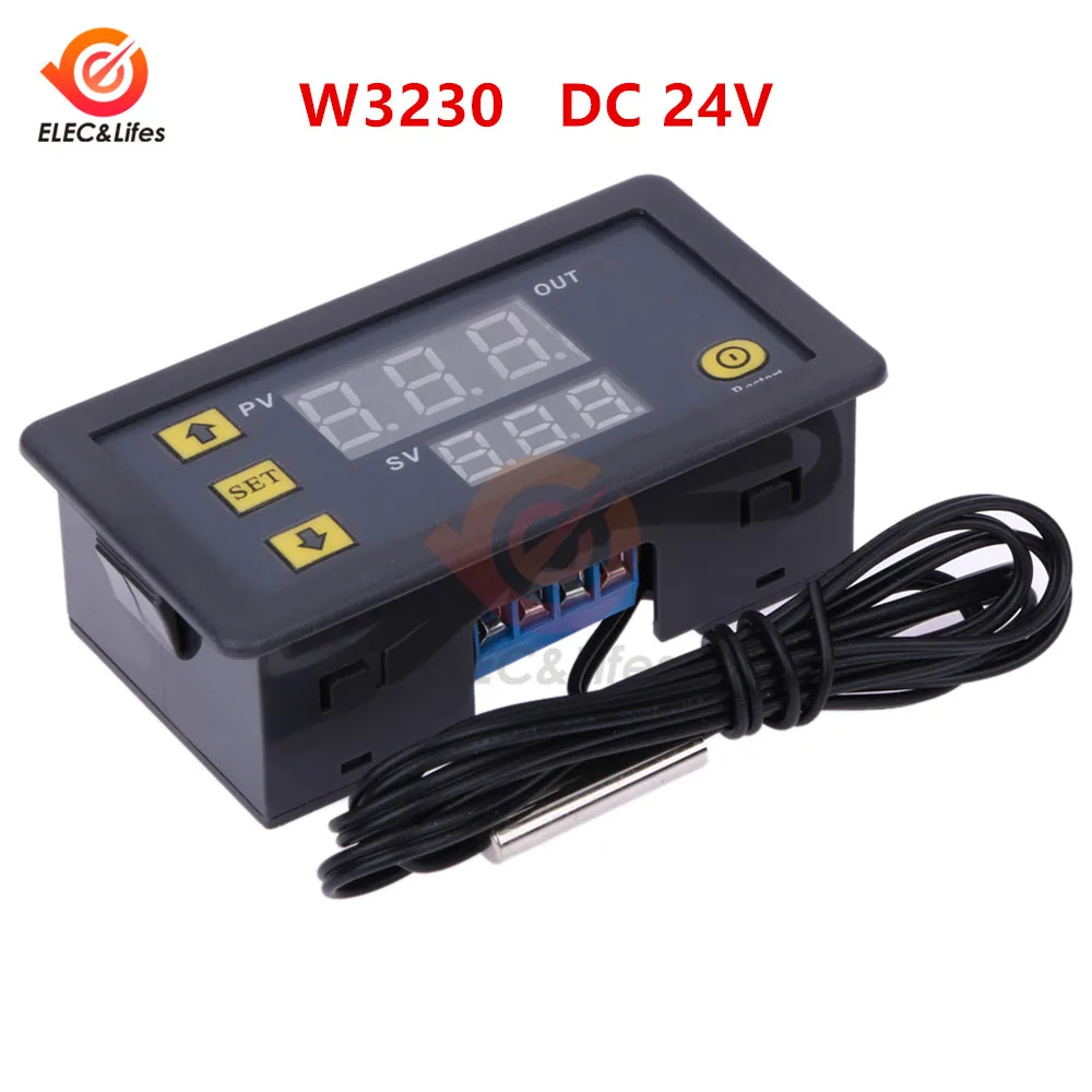 W3230 W3231 регулятор температуры 12 В 24 в 110 В 220 В цифровой термостат терморегулятор для инкубатора коробка измеритель температуры тест - Цвет: DC 24V W3230
