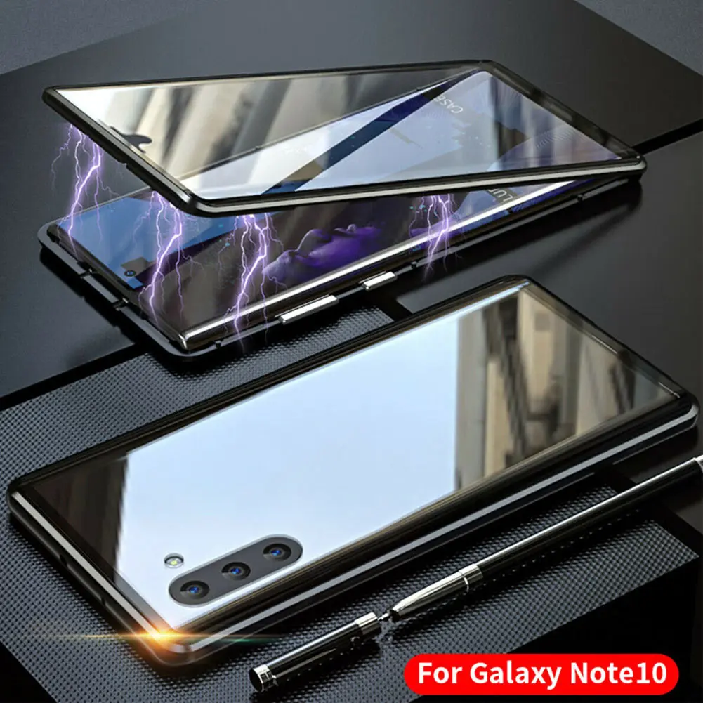 Black Note 10 Магнитный абсорбционный Передний+ задний стеклянный чехол для samsung Galaxy Note 10 Plus HSJ-19 - Цвет: Black Note 10