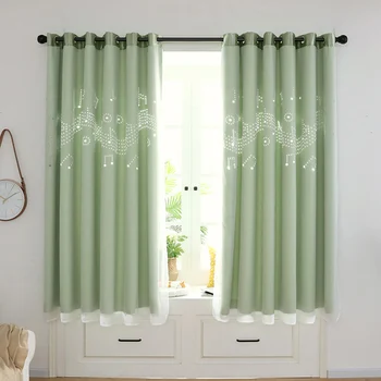 

1PCS New-style Home Decor Bedroom Curtains Living Room Musical Notes Hollow Out Blackout Curtains Decoration Curtains