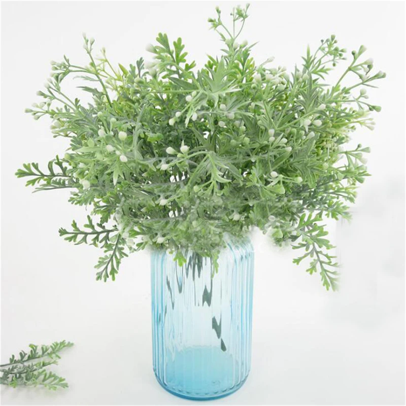 Artificial Plants Flocking Antlers Grass Plastic Green Grass Fake Flowers Wedding Decor Home Office Desk Decors - Цвет: 465060