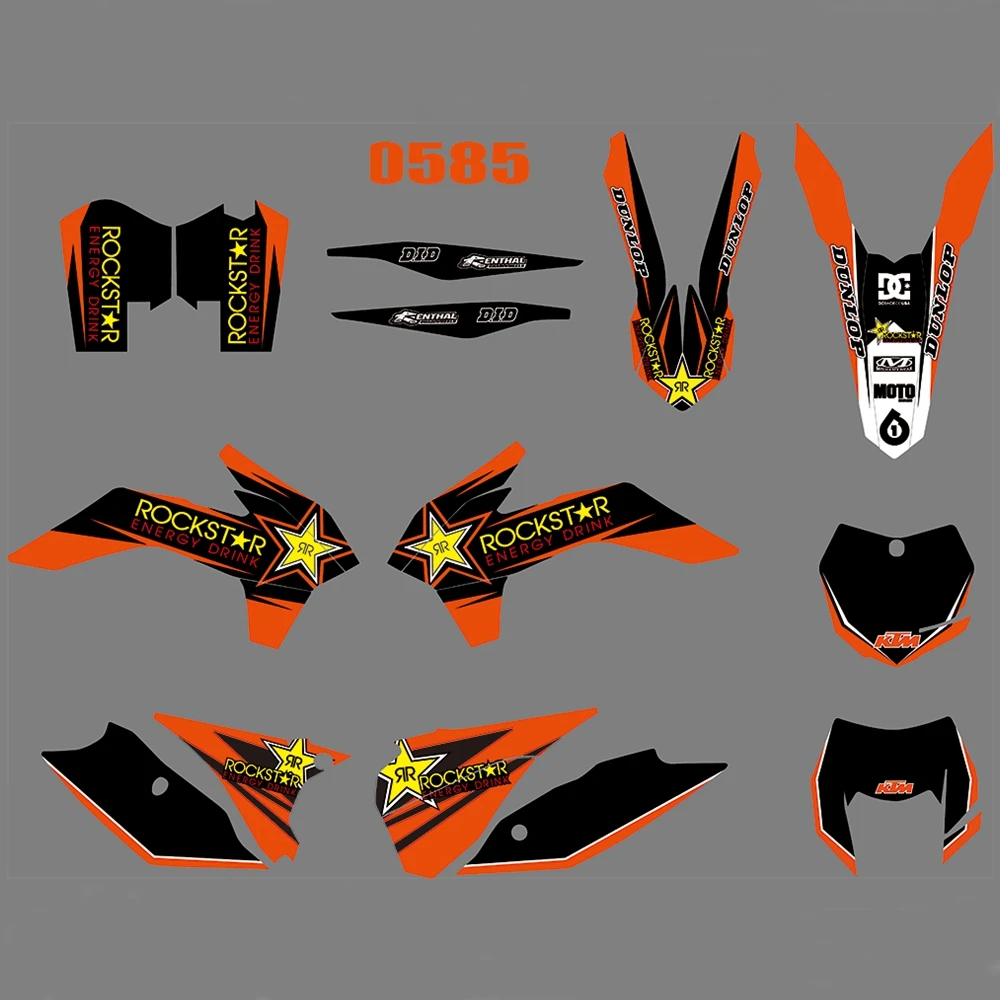 

For KTM EXC XCW XCF-W 2014 2015 2016 Graphics Decals Stickers Custom Number Name 3M Full Motorcycle Backgrounds Accessories
