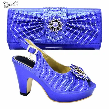 

Elegant blue pumps with bag hot sale party pump shoes and handbag sets with rhinestones 9310-4 heel height 10.5cm