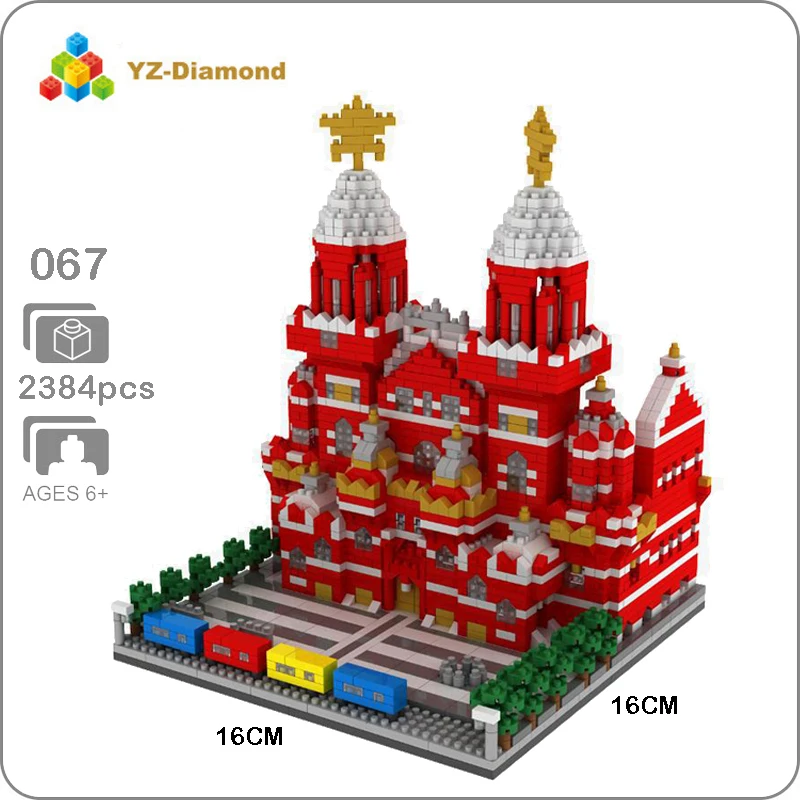 Красная квадратная 3D модель всемирно известная 2384 шт. мини-строительные блоки с