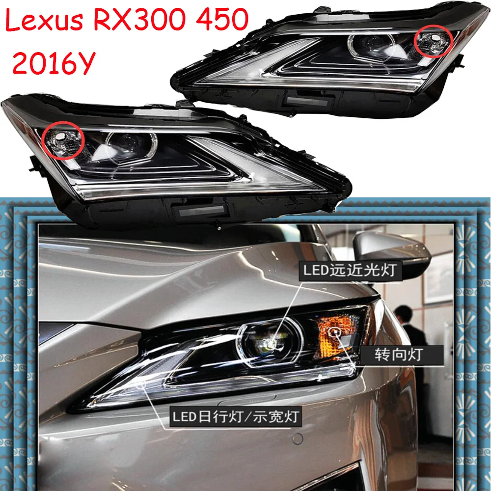 1 шт. 2016y автомобильный бупмер головной свет для Lexus RX300 RX450 фары автомобильные аксессуары светодиодный DRL Противотуманные фары для Lexus RX300 450 фары