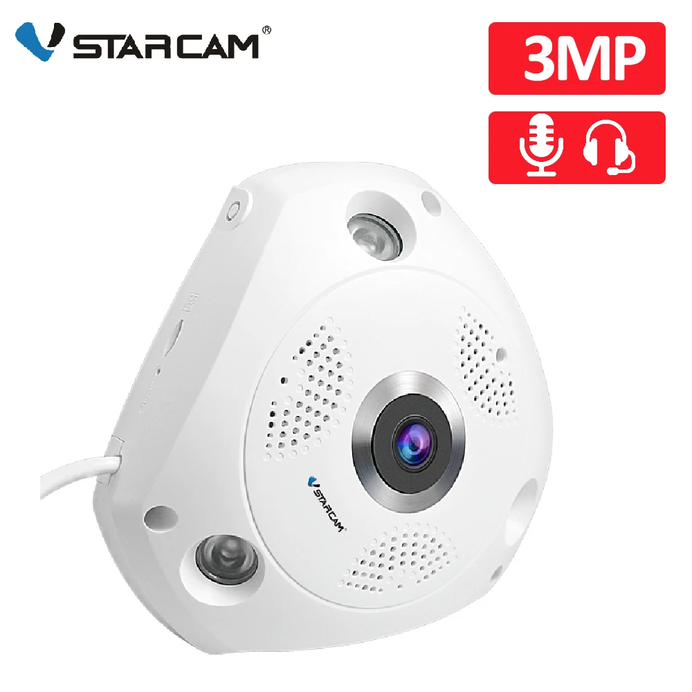 Vstarcam 3MP IP Camera 360 Degree Panoramic Wifi Camera FIsheye 3D Surveillance Security Camera IR Night Vision Two way intercom