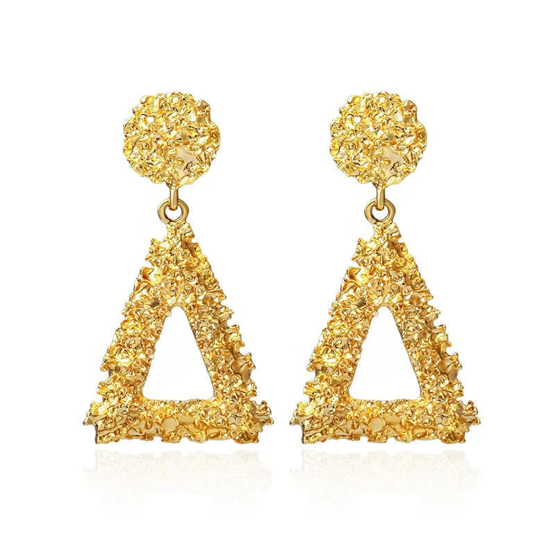 Gold Новые корейские круглые Асимметричные акриловые серьги для женщин Модные Винтажные геометрические золотые Висячие висячие серьги необычное ювелирное изделие - Окраска металла: Gold