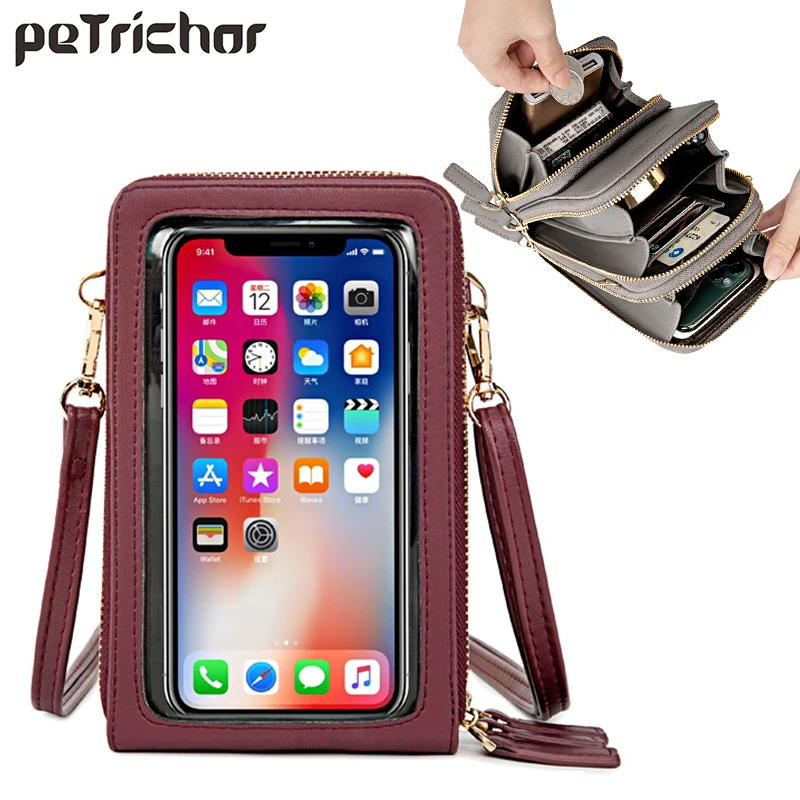 

Drop Shipping Crossbody Cellphone Bags Purse Women Touch Screen Shoulder Bag Small Handbag Soft PU Leather Wallet Big Capacity
