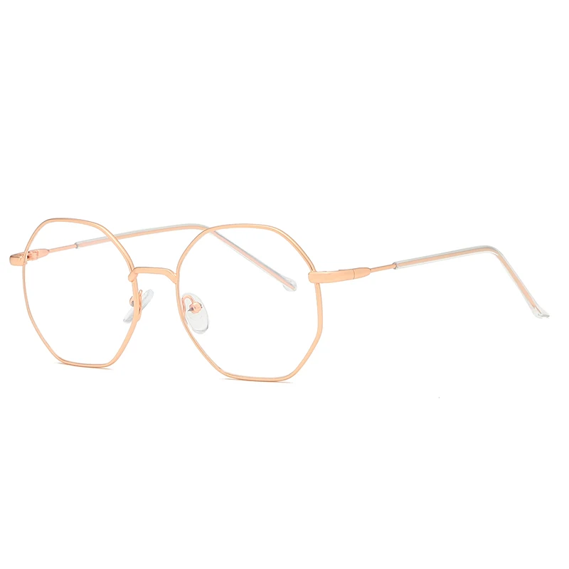 Полигоновые металлические анти-синие очки блокирующие лучи очки компьютерные очки ТВ игровые женские мужские очки оптические очки - Цвет оправы: Rose Gold